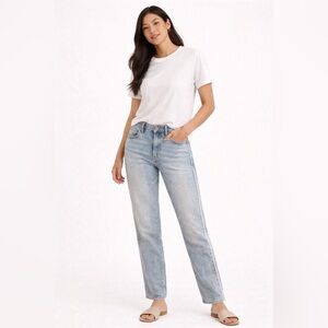 #375 Pistola Light Wash Straight Leg Jeans White Side Piping Size 25